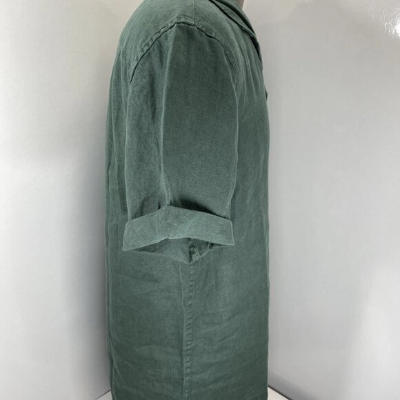 Alex Mill Men’s Camp Shirt Size L Pine Grove Green Linen Button-Down - Picture 7 of 10